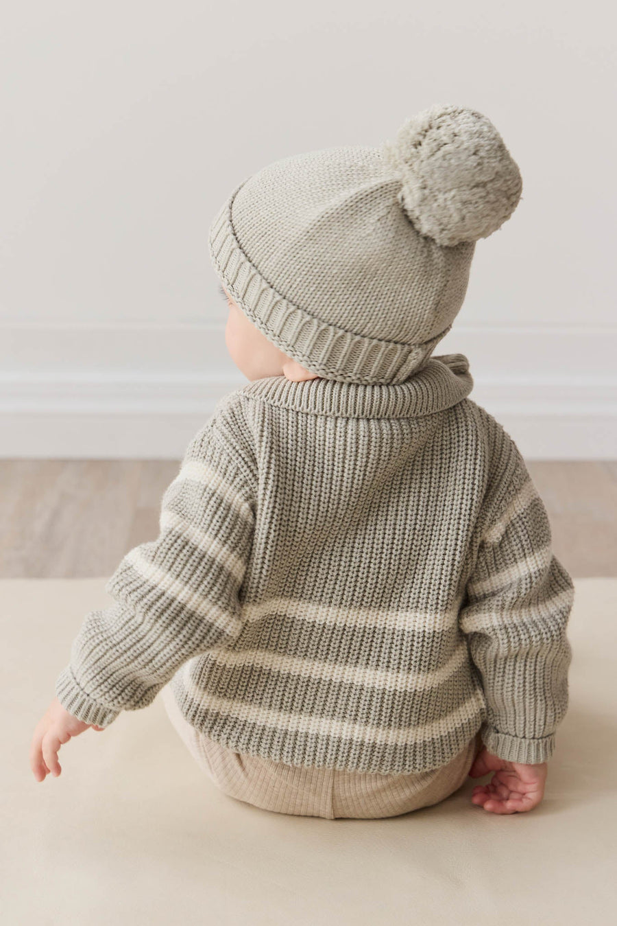 Jack Zip Jumper - Moss Marle Stripe Childrens Jumper from Jamie Kay USA