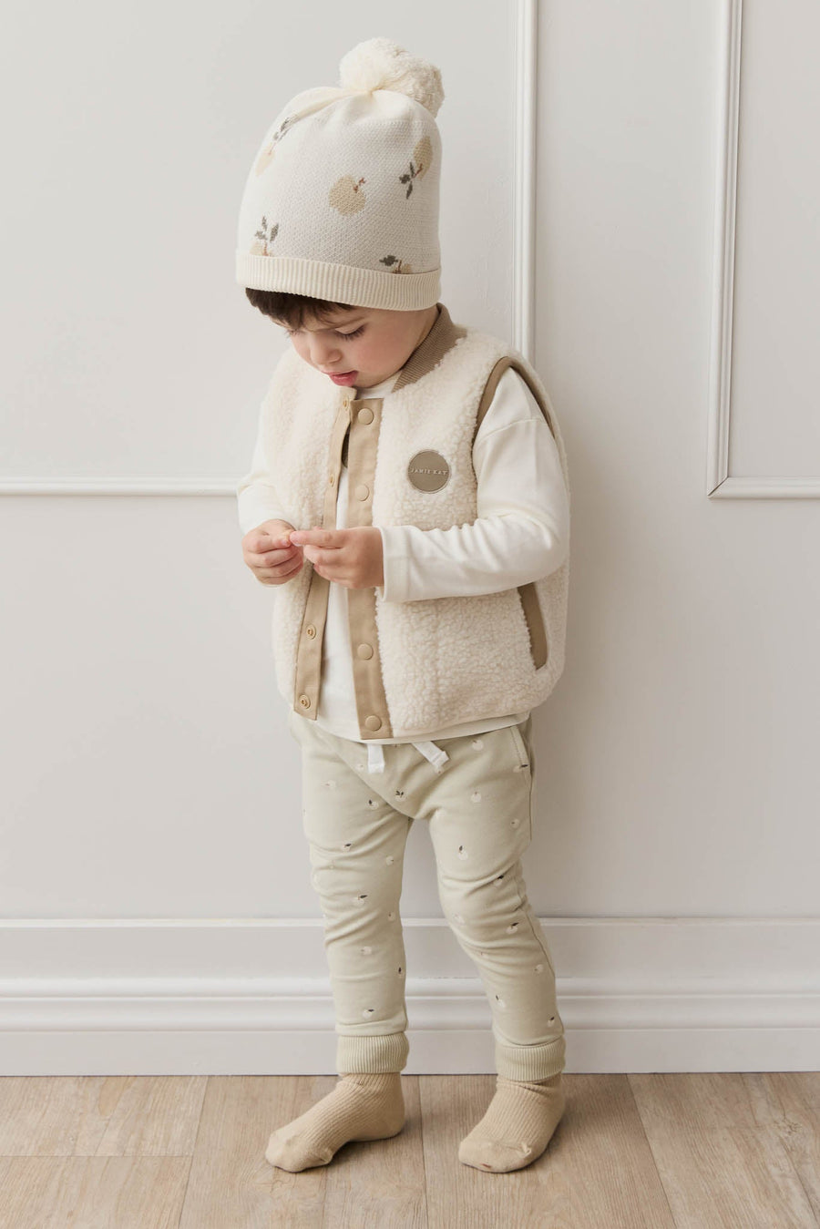 Organic Cotton Morgan Track Pant - Fresh Apples Abbey Medium Childrens Pant from Jamie Kay USA