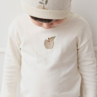 Pima Cotton Arnold Long Sleeve Top - Parchment Fresh Apple Childrens Top from Jamie Kay USA