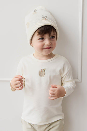 Pima Cotton Arnold Long Sleeve Top - Parchment Fresh Apple Childrens Top from Jamie Kay USA