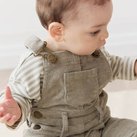 Pima Cotton Arnold Long Sleeve Top - Narrow Stripe Moss/Cloud Childrens Top from Jamie Kay USA