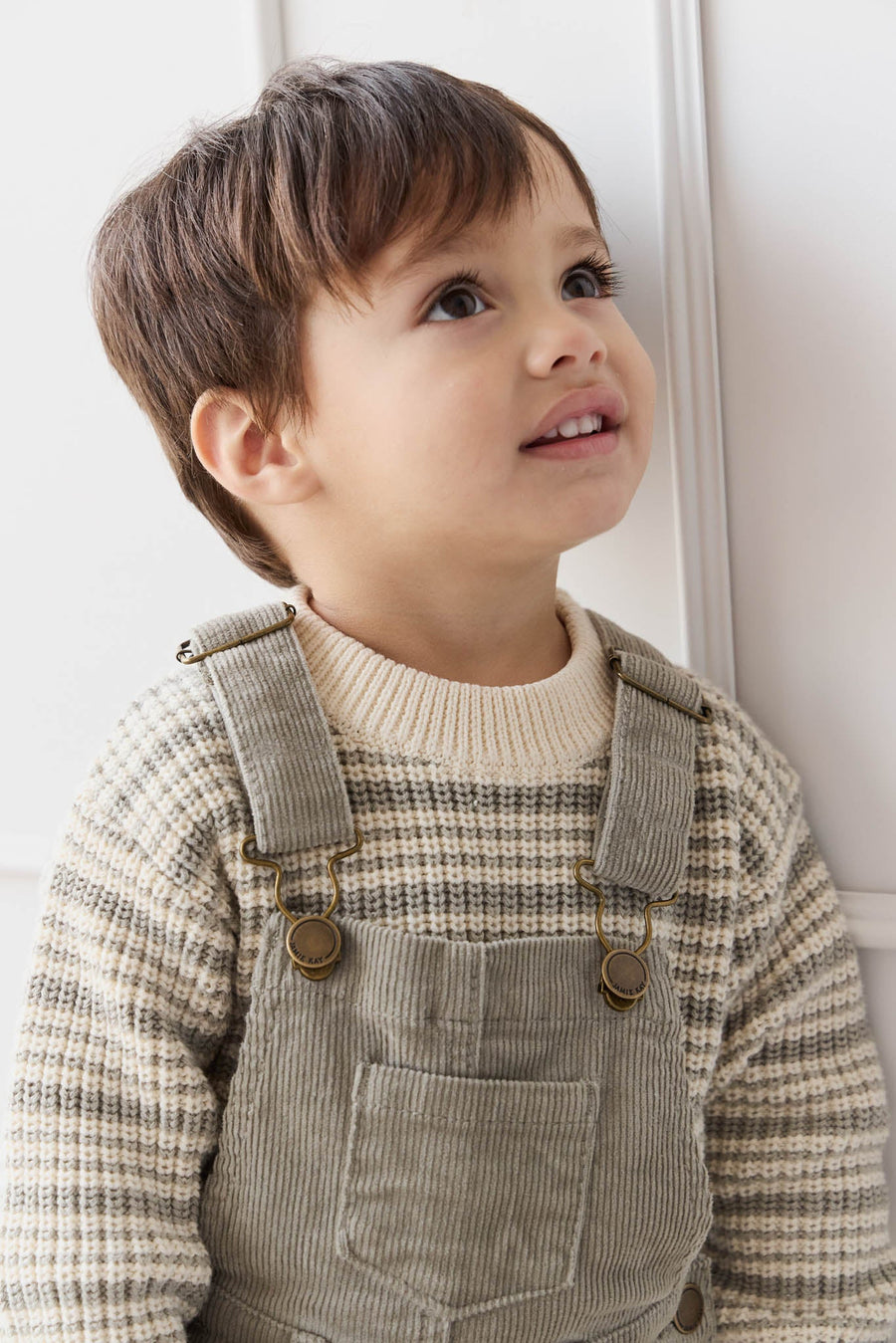 Leon Jumper - Harvest Stripe Moss/Cassava Childrens Jumper from Jamie Kay USA