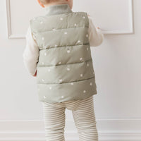 Organic Cotton Modal Everyday Legging - Narrow Stripe Moss/Cloud Childrens Legging from Jamie Kay USA