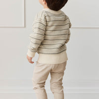 Leon Jumper - Harvest Stripe Moss/Cassava Childrens Jumper from Jamie Kay USA