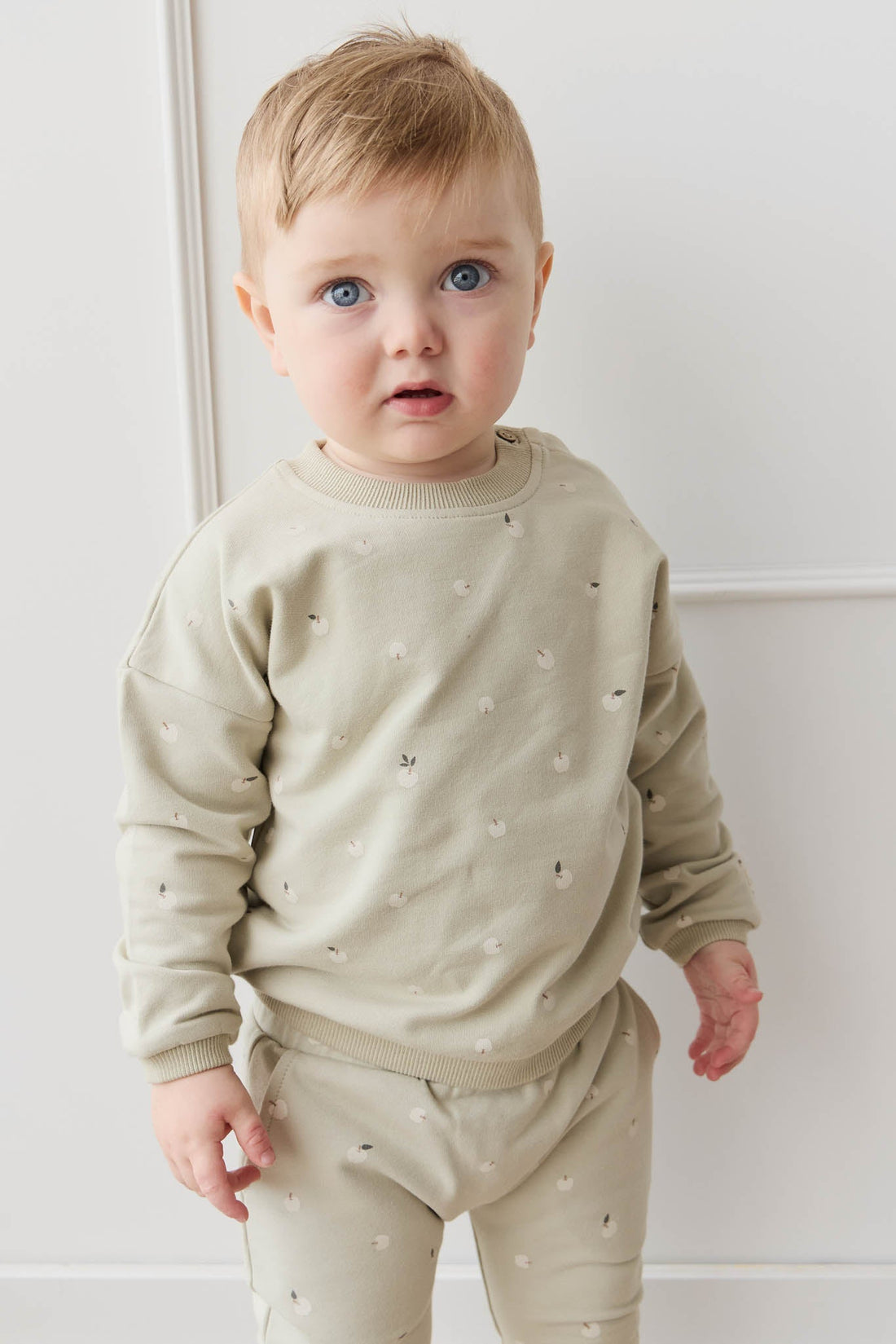 Organic Cotton Damien Sweatshirt - Fresh Apples Abbey Medium Childrens Sweatshirting from Jamie Kay USA