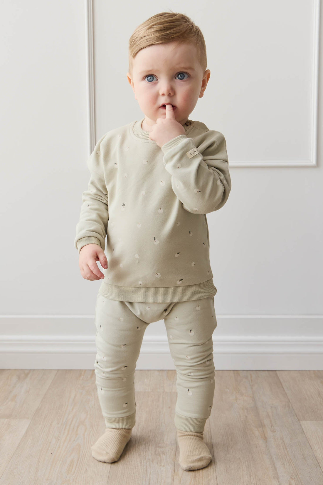 Organic Cotton Damien Sweatshirt - Fresh Apples Abbey Medium Childrens Sweatshirting from Jamie Kay USA