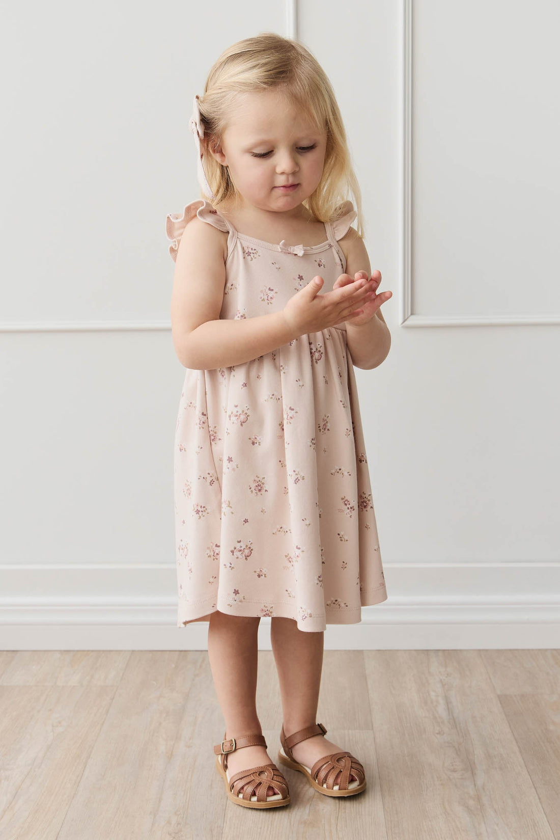 Organic Cotton Gracelyn Dress - Petite Fleur Soft Peony Childrens Dress from Jamie Kay USA