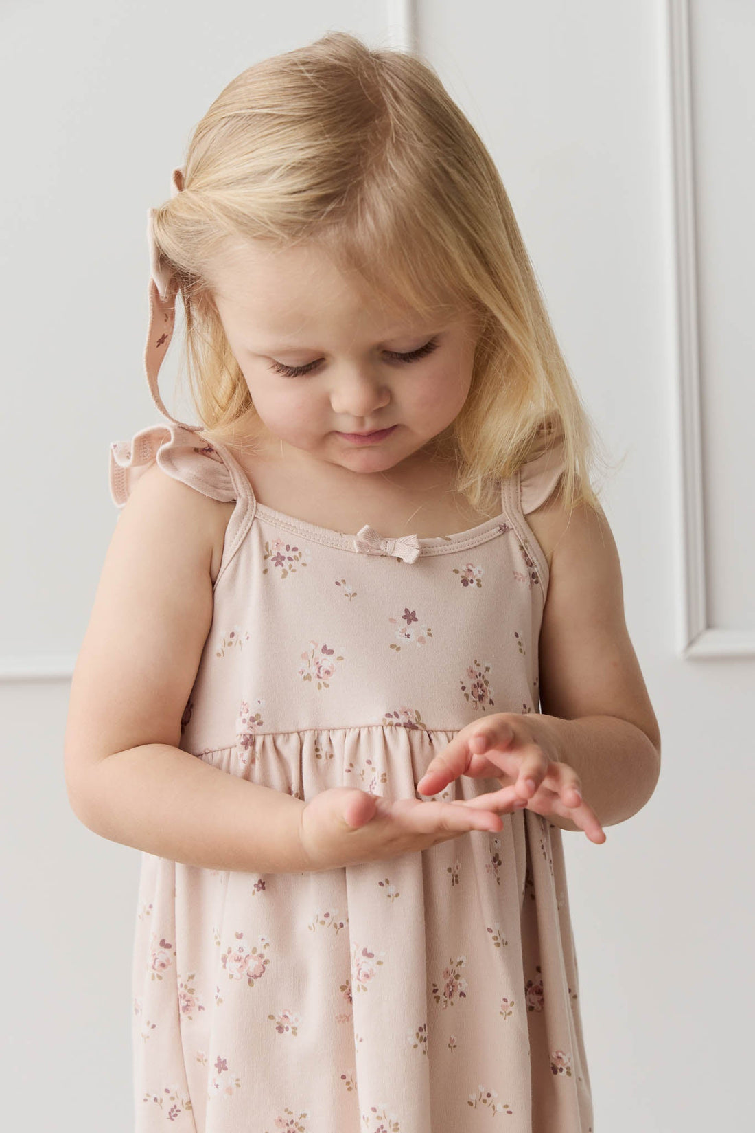 Organic Cotton Gracelyn Dress - Petite Fleur Soft Peony Childrens Dress from Jamie Kay USA