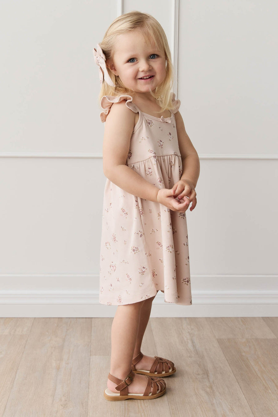 Organic Cotton Gracelyn Dress - Petite Fleur Soft Peony Childrens Dress from Jamie Kay USA