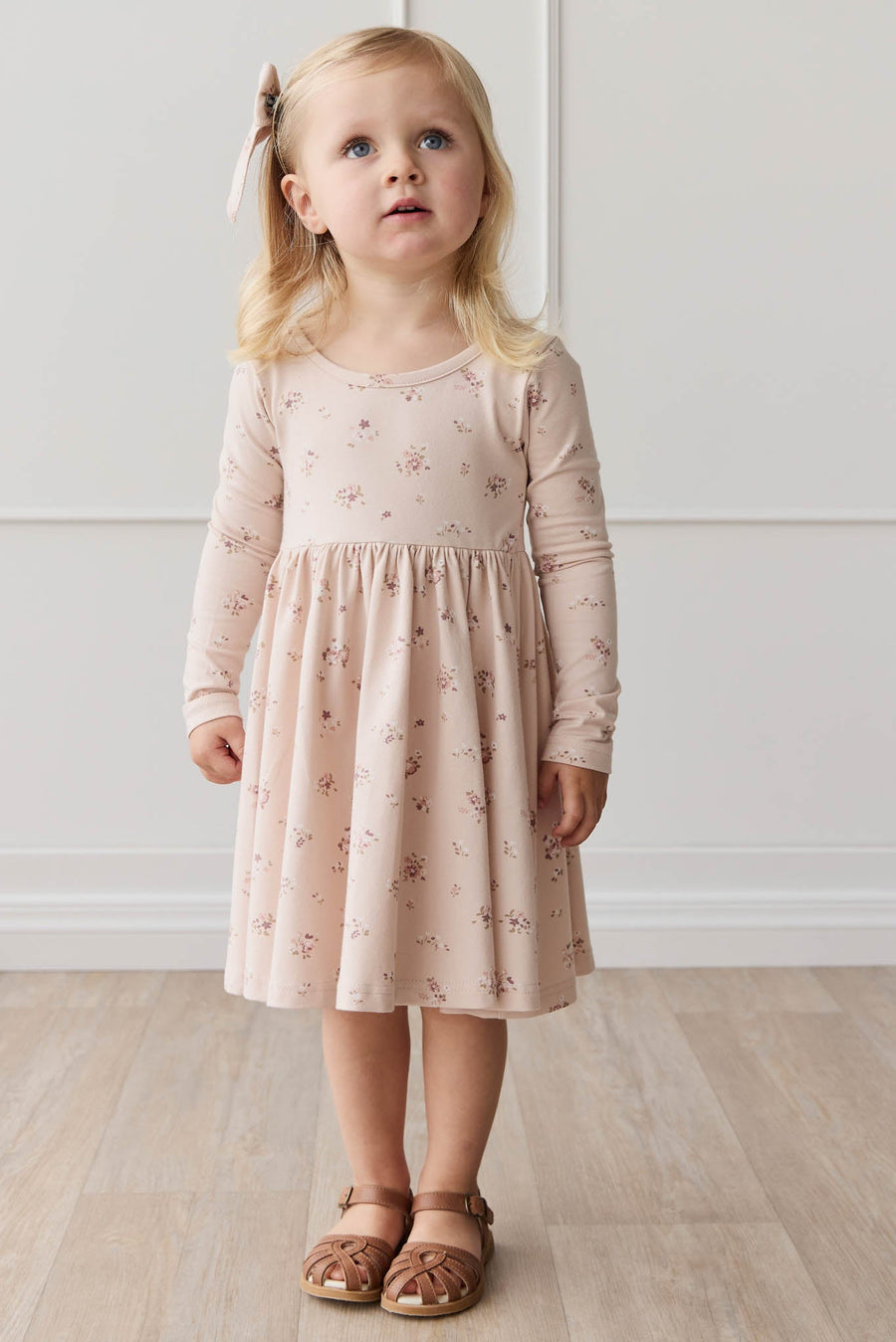 Organic Cotton Tallulah Dress - Petite Fleur Soft Peony Childrens Dress from Jamie Kay USA