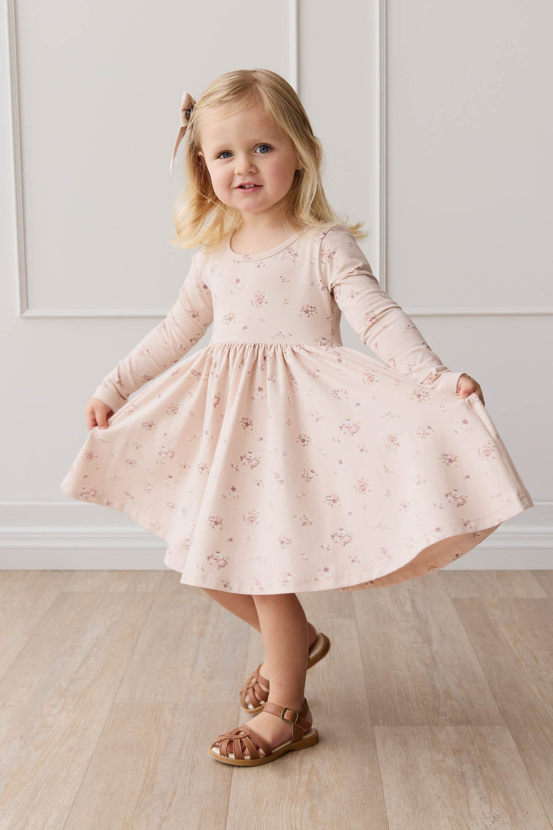 Organic Cotton Tallulah Dress - Petite Fleur Soft Peony Childrens Dress from Jamie Kay USA