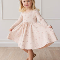 Organic Cotton Tallulah Dress - Petite Fleur Soft Peony Childrens Dress from Jamie Kay USA