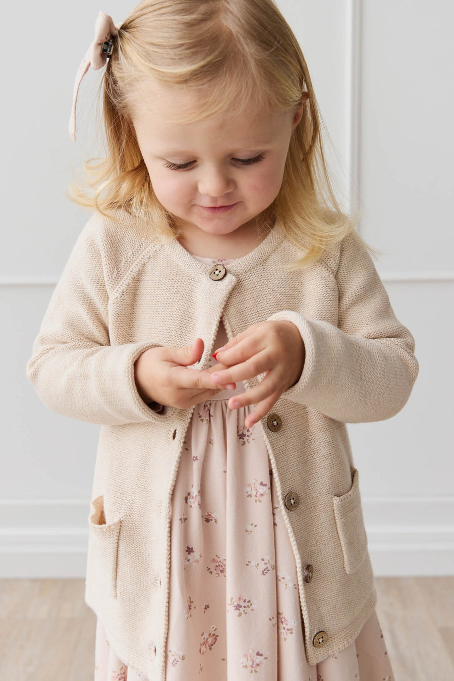 Aude Cardigan - Light Oatmeal Marle Childrens Cardigan from Jamie Kay USA