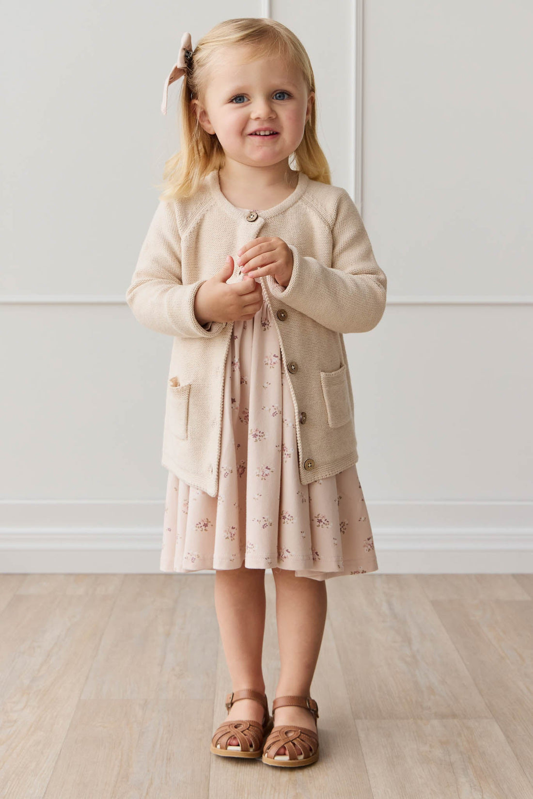 Organic Cotton Tallulah Dress - Petite Fleur Soft Peony Childrens Dress from Jamie Kay USA