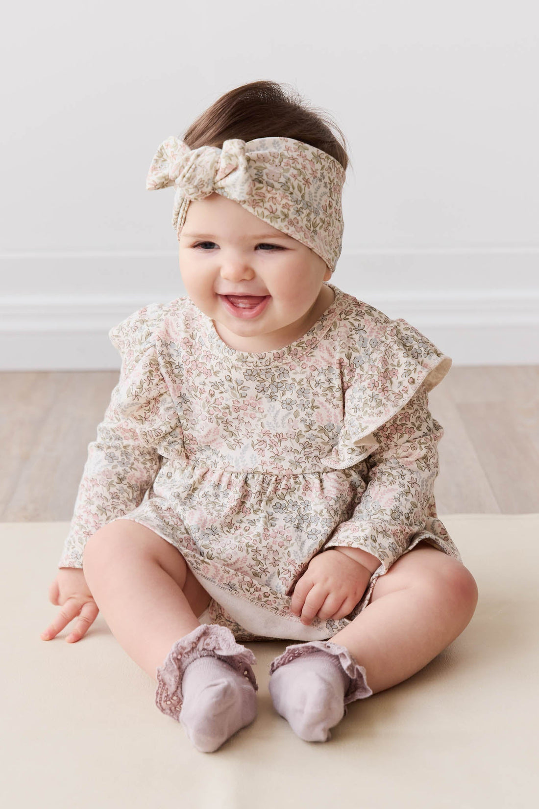 Organic Cotton Vivienne Playsuit - April Glacier Childrens Playsuit from Jamie Kay USA