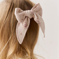 Organic Cotton Bow - Petite Fleur Soft Peony Childrens Bow from Jamie Kay USA