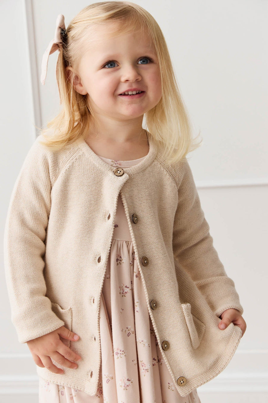 Aude Cardigan - Light Oatmeal Marle Childrens Cardigan from Jamie Kay USA