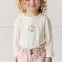 Pima Cotton Arnold Long Sleeve Top - Parchment Petite Cherry Childrens Top from Jamie Kay USA