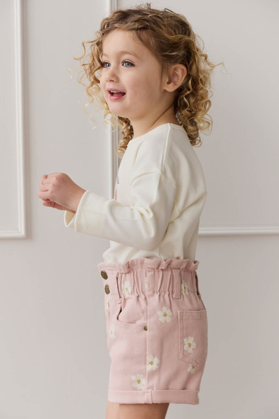 Pima Cotton Arnold Long Sleeve Top - Parchment Petite Cherry Childrens Top from Jamie Kay USA