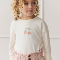 Pima Cotton Arnold Long Sleeve Top - Parchment Petite Cherry Childrens Top from Jamie Kay USA