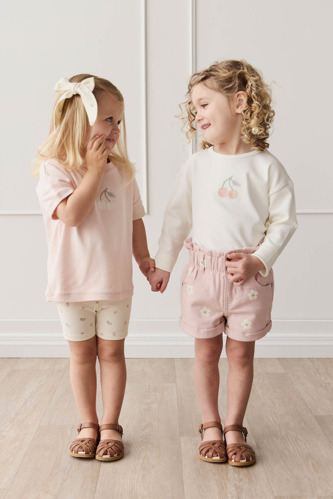 Pima Cotton Arnold Long Sleeve Top - Parchment Petite Cherry Childrens Top from Jamie Kay USA