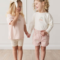 Pima Cotton Arnold Long Sleeve Top - Parchment Petite Cherry Childrens Top from Jamie Kay USA