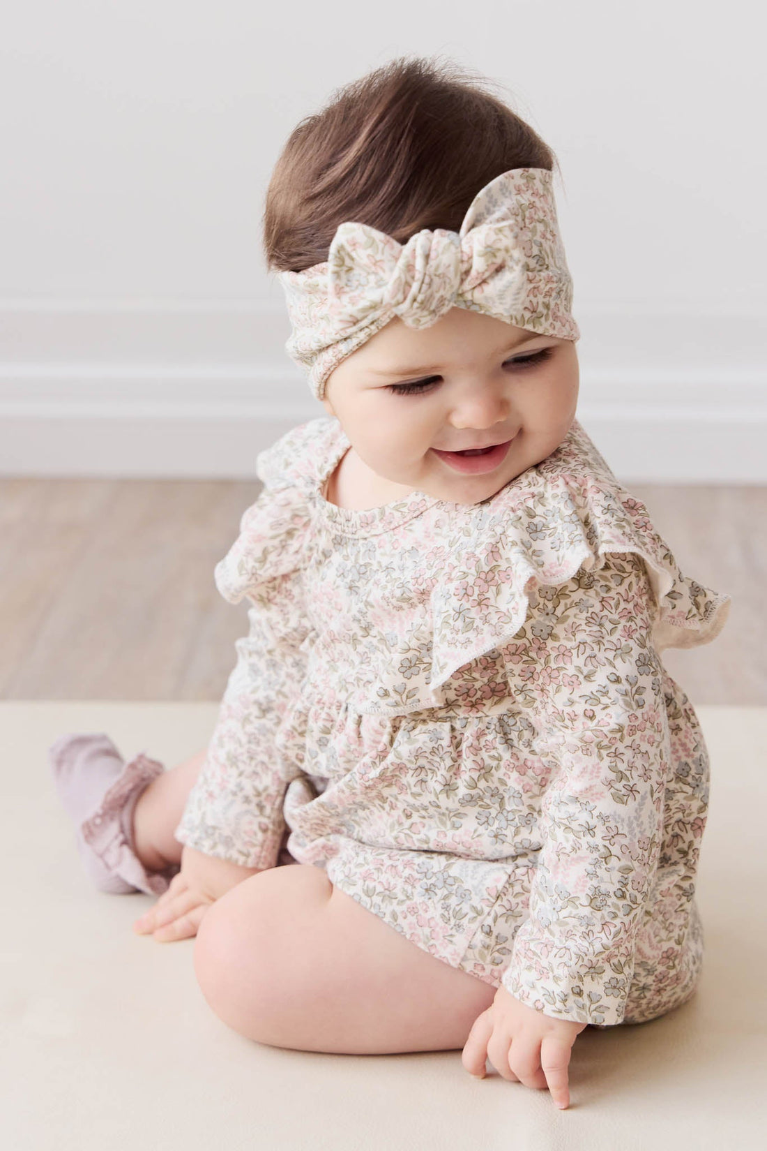 Organic Cotton Vivienne Playsuit - April Glacier Childrens Playsuit from Jamie Kay USA