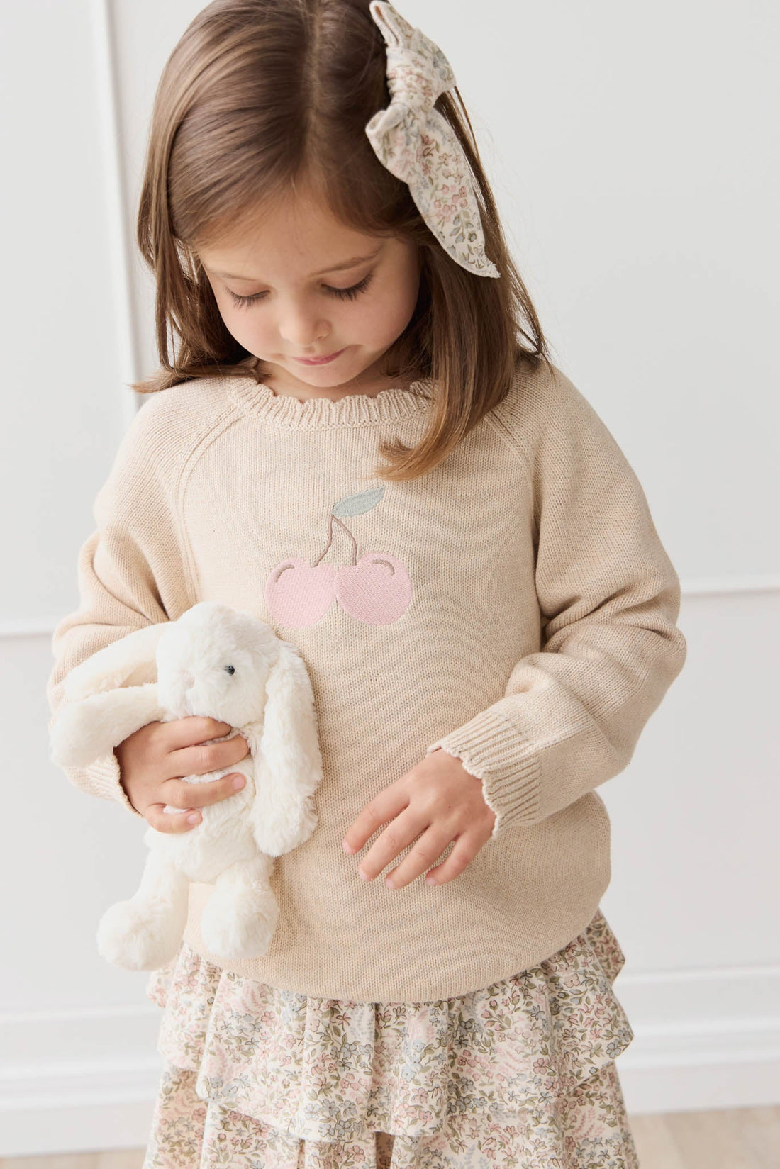 Audrey Jumper - Oatmeal Marle Cherry Love Childrens Jumper from Jamie Kay USA