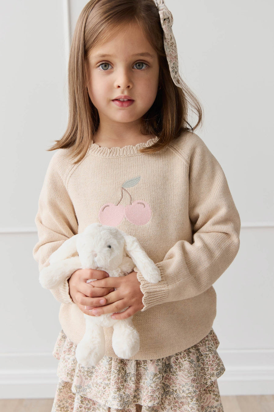 Audrey Jumper - Oatmeal Marle Cherry Love Childrens Jumper from Jamie Kay USA