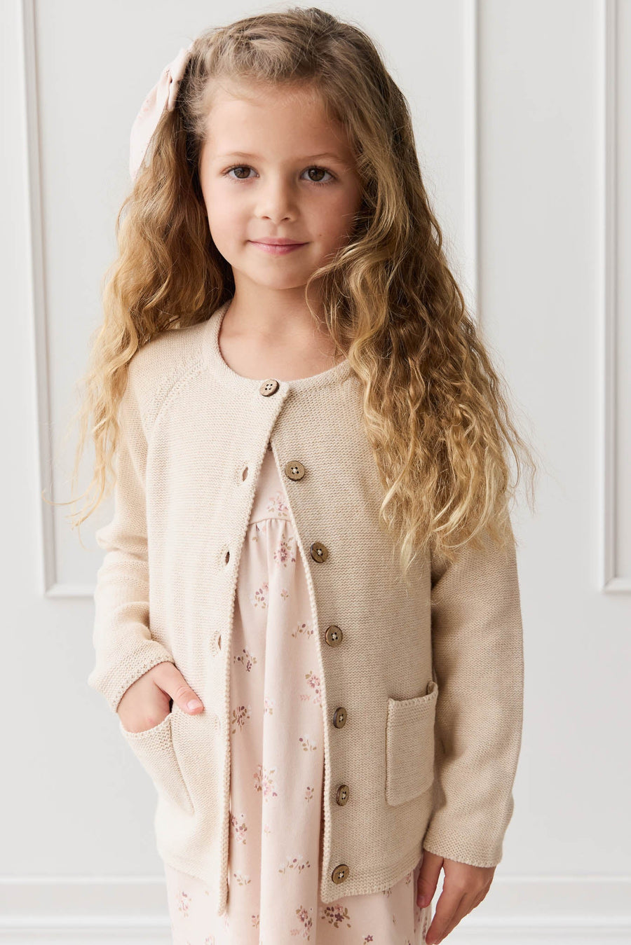 Aude Cardigan - Light Oatmeal Marle Childrens Cardigan from Jamie Kay USA