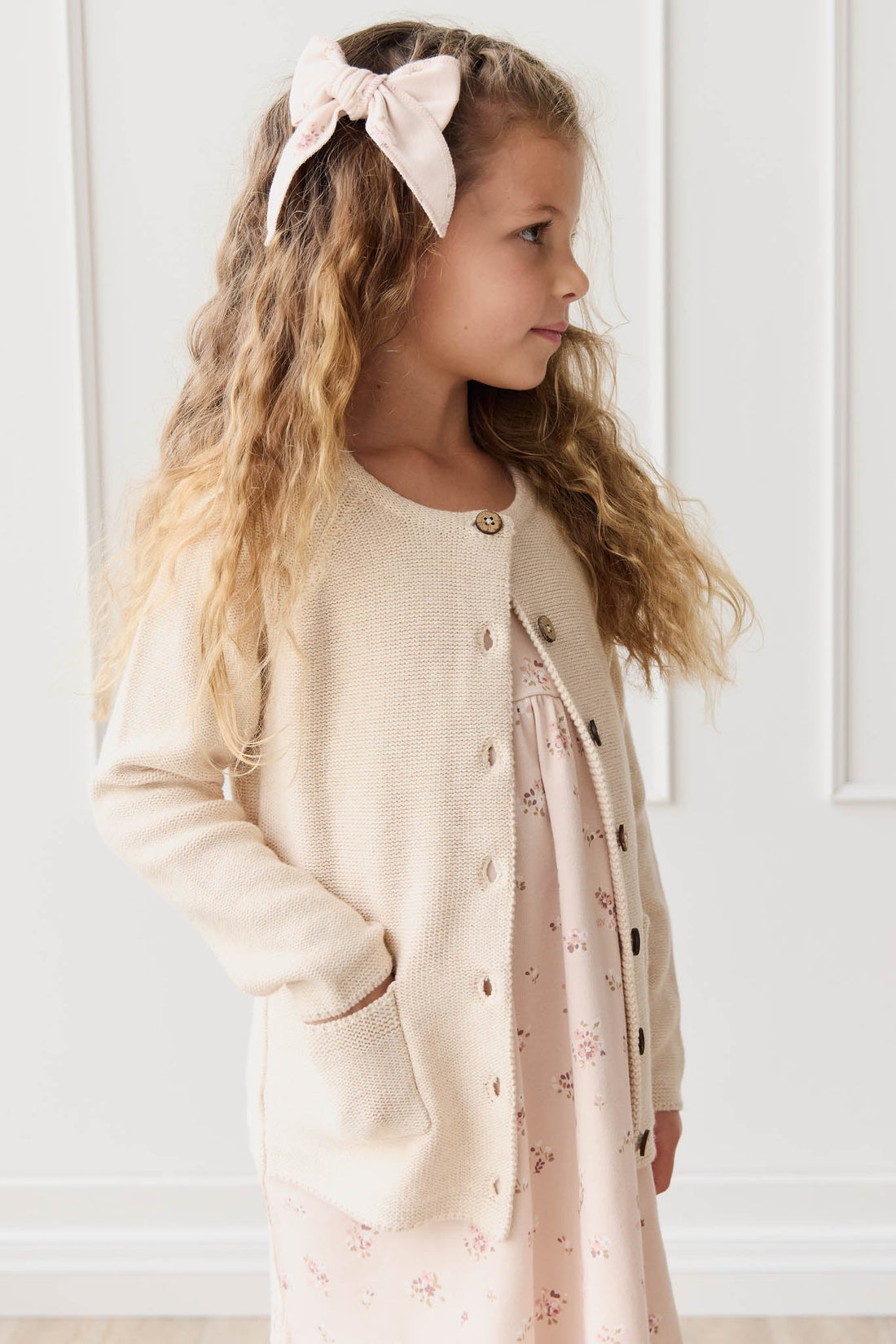 Aude Cardigan - Light Oatmeal Marle Childrens Cardigan from Jamie Kay USA