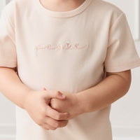 Pima Cotton Aude Oversized Tee - Ballet Pink Posie Childrens Top from Jamie Kay USA