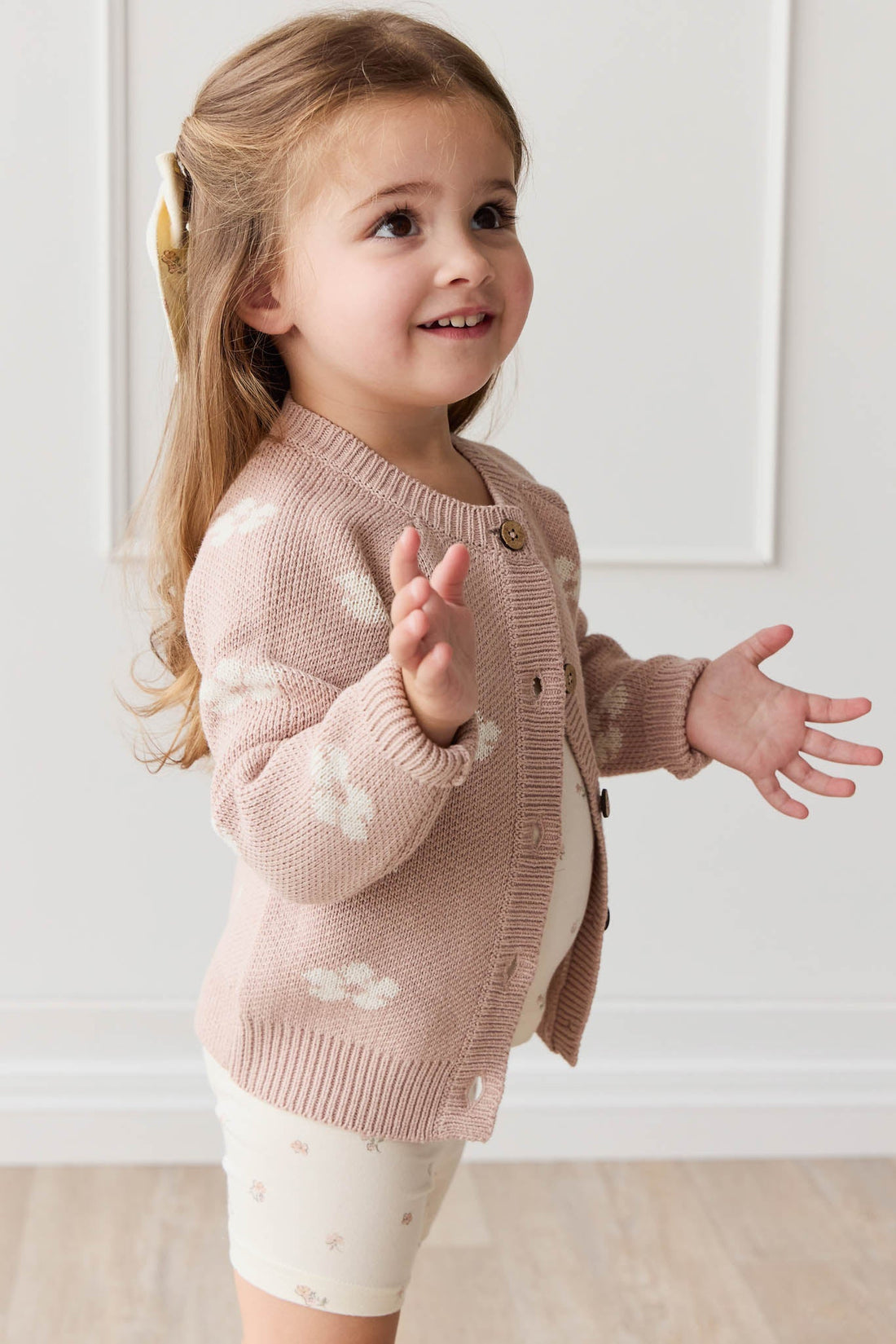 Harper Cardigan - Frankie Knit Rose Childrens Cardigan from Jamie Kay USA