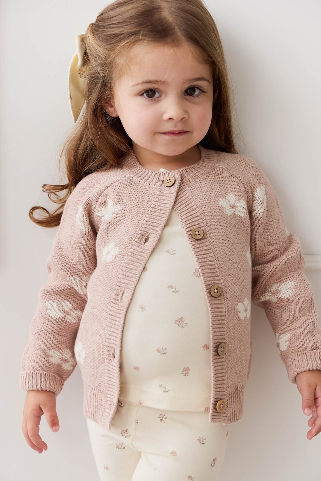 Harper Cardigan - Frankie Knit Rose Childrens Cardigan from Jamie Kay USA