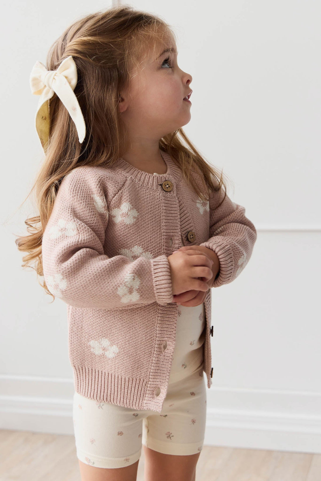 Harper Cardigan - Frankie Knit Rose Childrens Cardigan from Jamie Kay USA