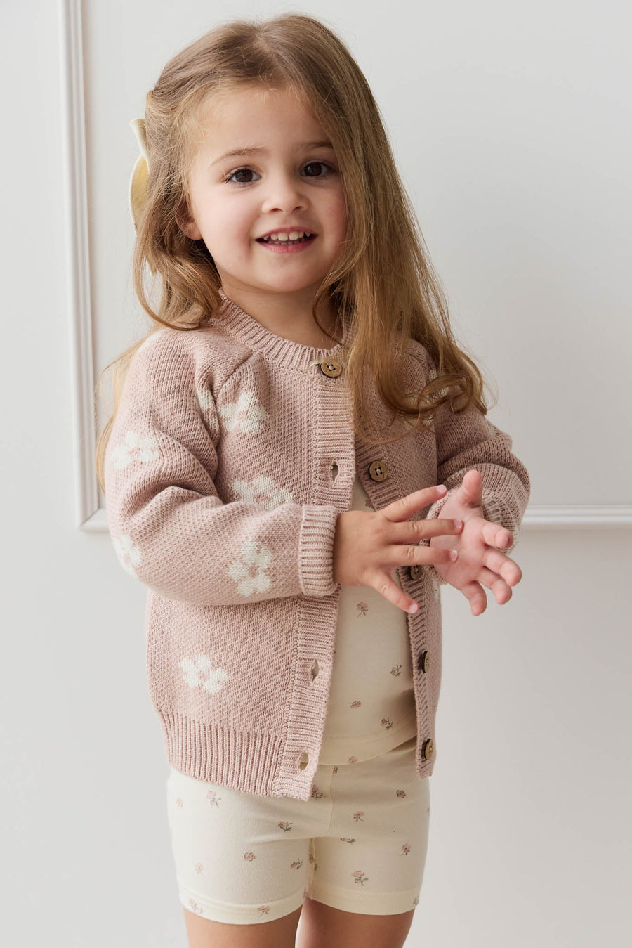 Harper Cardigan - Frankie Knit Rose Childrens Cardigan from Jamie Kay USA