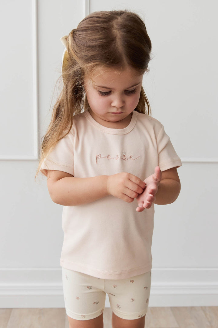 Pima Cotton Aude Oversized Tee - Ballet Pink Posie Childrens Top from Jamie Kay USA