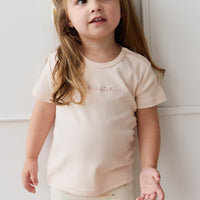 Pima Cotton Aude Oversized Tee - Ballet Pink Posie Childrens Top from Jamie Kay USA