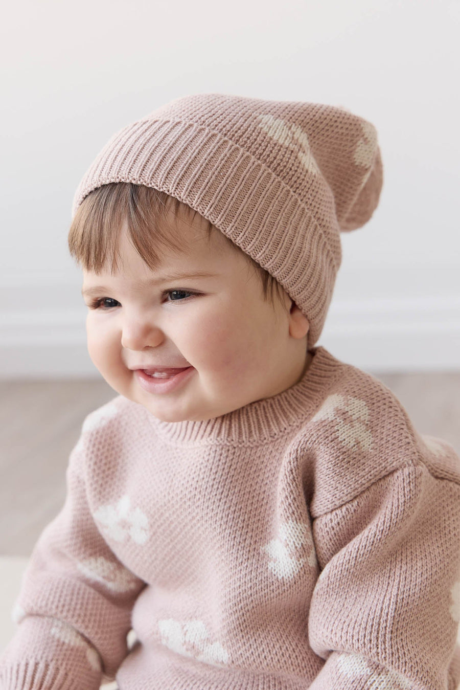 Addison Beanie - Frankie Knit Rose Childrens Beanie from Jamie Kay USA