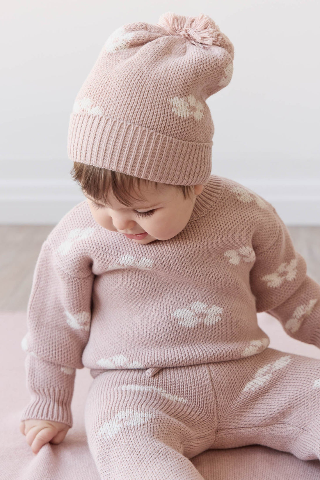 Addison Beanie - Frankie Knit Rose Childrens Beanie from Jamie Kay USA