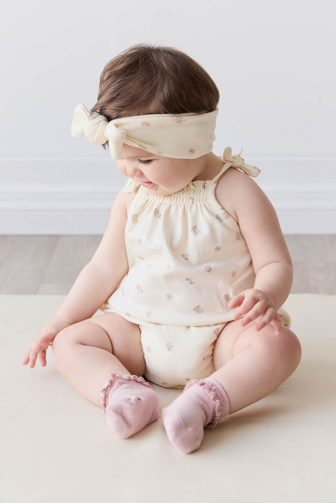 Organic Cotton Cassie Playsuit - Meredith Egret Childrens Playsuit from Jamie Kay USA