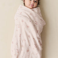 Organic Cotton Wrap Blanket - Petite Fleur Soft Peony Childrens Blanket from Jamie Kay USA