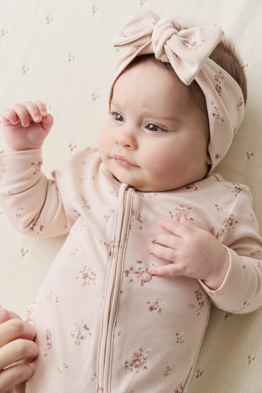 Organic Cotton Headband - Petite Fleur Soft Peony Childrens Headband from Jamie Kay USA