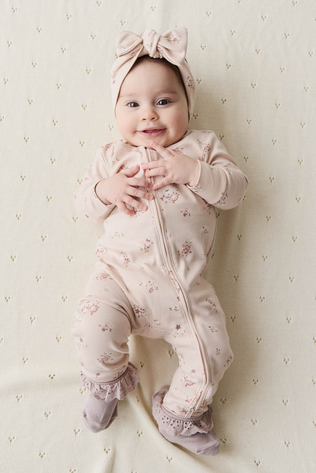 Organic Cotton Frankie Onepiece - Petite Fleur Soft Peony Childrens Onepiece from Jamie Kay USA