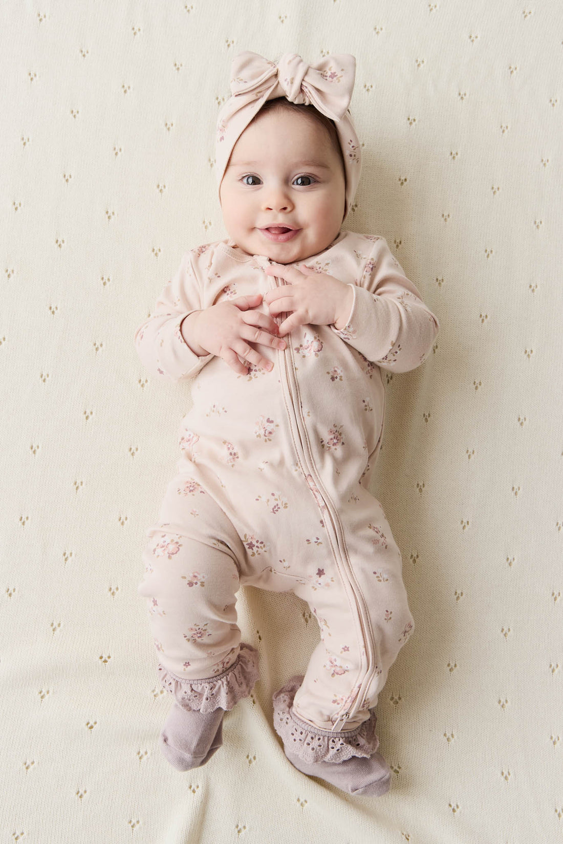 Organic Cotton Frankie Onepiece - Petite Fleur Soft Peony Childrens Onepiece from Jamie Kay USA