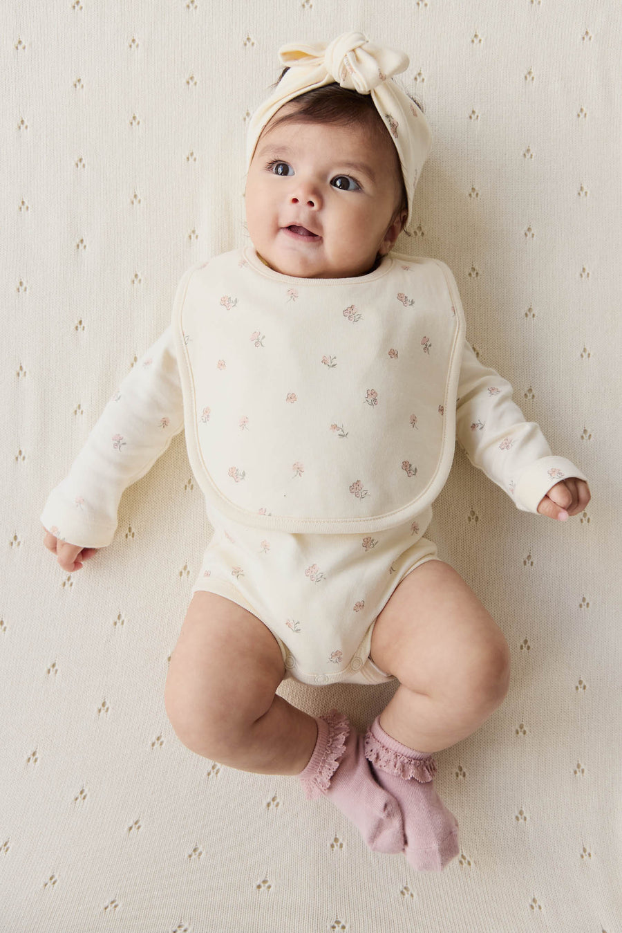 Organic Cotton Long Sleeve Bodysuit - Meredith Egret Childrens Bodysuit from Jamie Kay USA