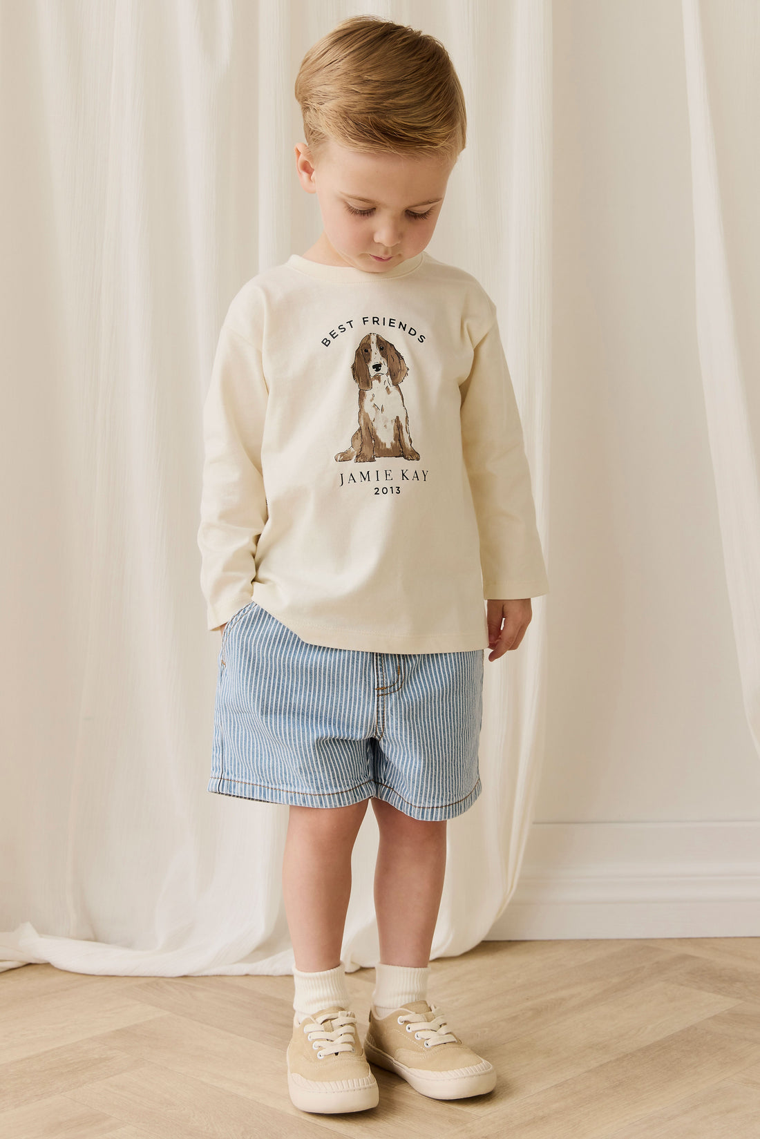 Marshall Long Sleeve Top - Parchment Best Friends Childrens Top from Jamie Kay USA