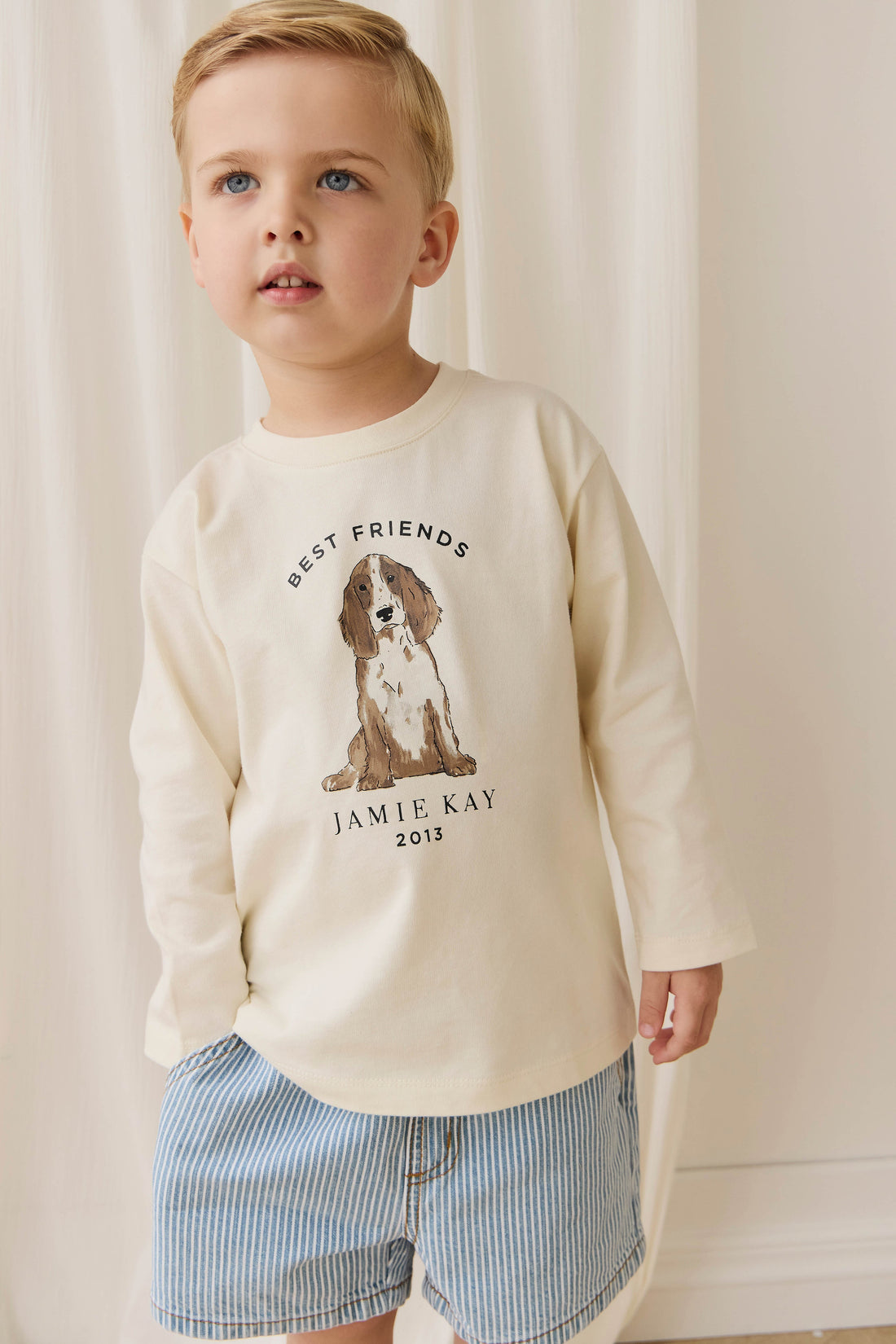 Marshall Long Sleeve Top - Parchment Best Friends Childrens Top from Jamie Kay USA