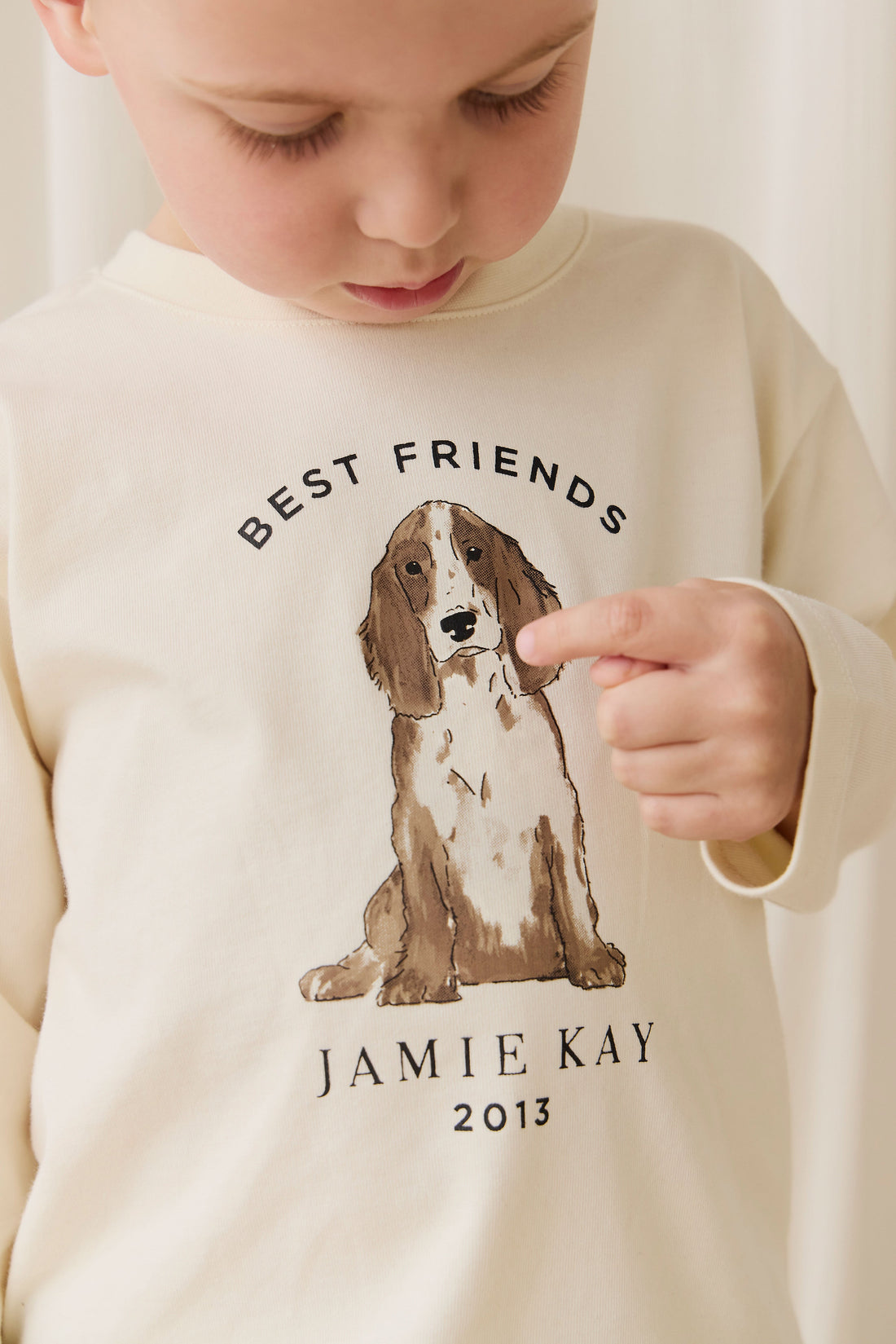 Marshall Long Sleeve Top - Parchment Best Friends Childrens Top from Jamie Kay USA