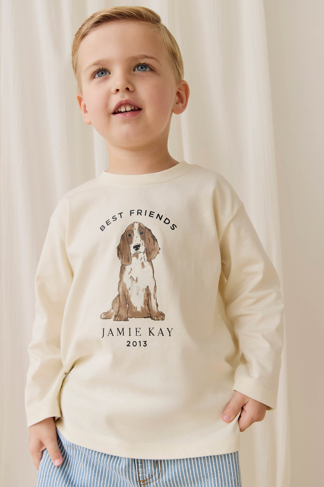Marshall Long Sleeve Top - Parchment Best Friends Childrens Top from Jamie Kay USA